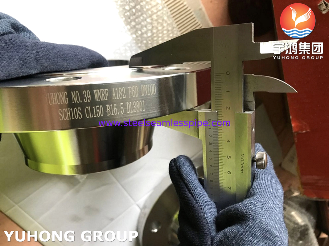 SA182 F60 / UNS S32205 اللفافة الفولاذية المزدوجة المزدوجة ، وجه RF ذو الرقبة المطاطية ANSI B16.5، لمعدات معالجة مياه الصرف الصحي