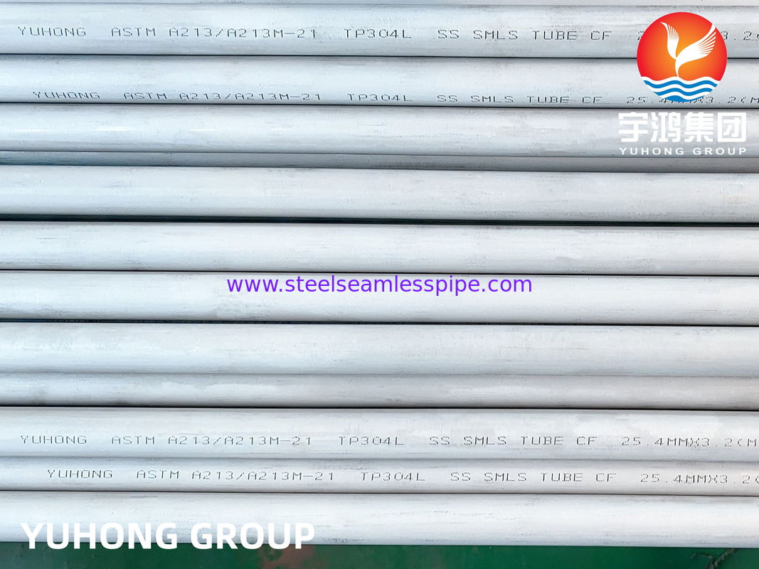 ASTM A213 TP304L أنابيب الفولاذ المقاوم للصدأ غير الملحومة للمبادلات الحرارية الكيميائية
