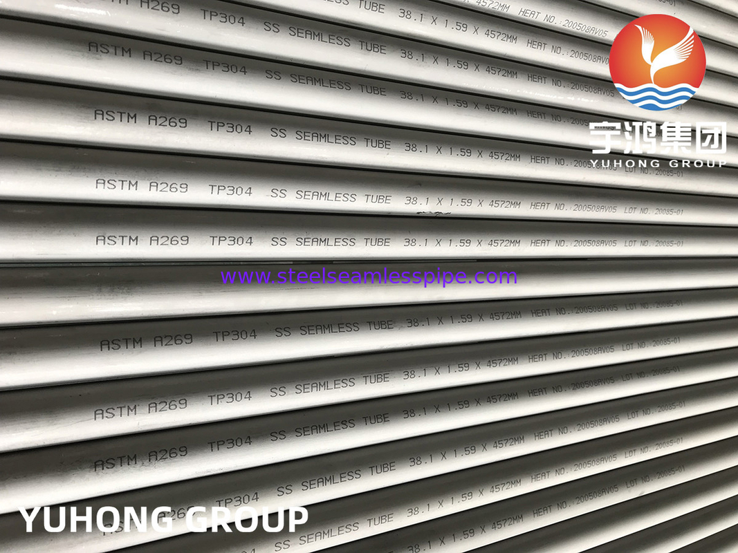 أنبوب مبادلة الحرارة، ASTM A269 TP304، 1.4301 أنبوب بلا مسام من الفولاذ المقاوم للصدأ للمسطحات