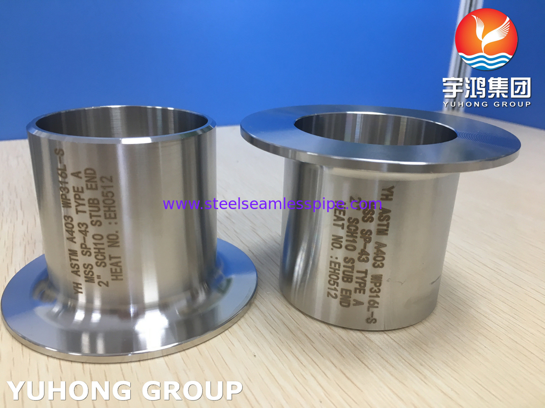 تركيبات اللحام التناكبي ASTM A403 WP316L-S الفولاذ المقاوم للصدأ النوع A Stub End MSS SP-43
