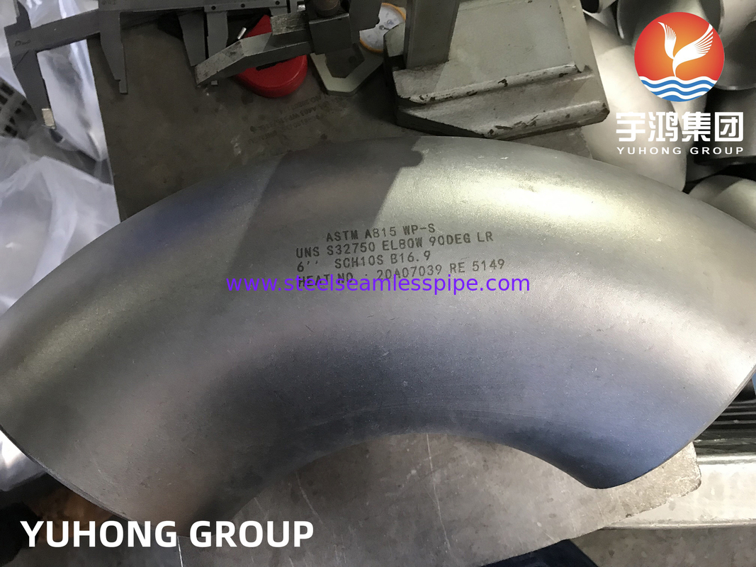 سوبر دوبلكس مواسير فولاذية كوع 90 درجة ASTM A815 UNS S31803 فرع النفط والغاز
