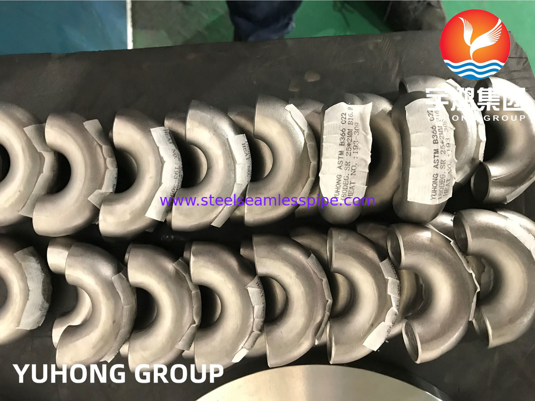 نصف قطر قصير ASTM B366 Hastelloy C22 2.4602 180 درجة العودة B16.9