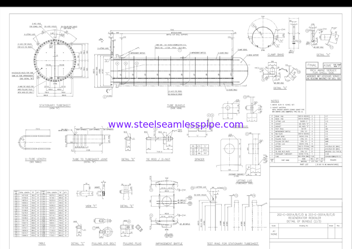 الصلب المقاوم للصدأ أنبوب U ثنائي بدون مسام SA213 TP316L حزمة الأنابيب للجهاز التجديدي Reboiler مصفاة النفط