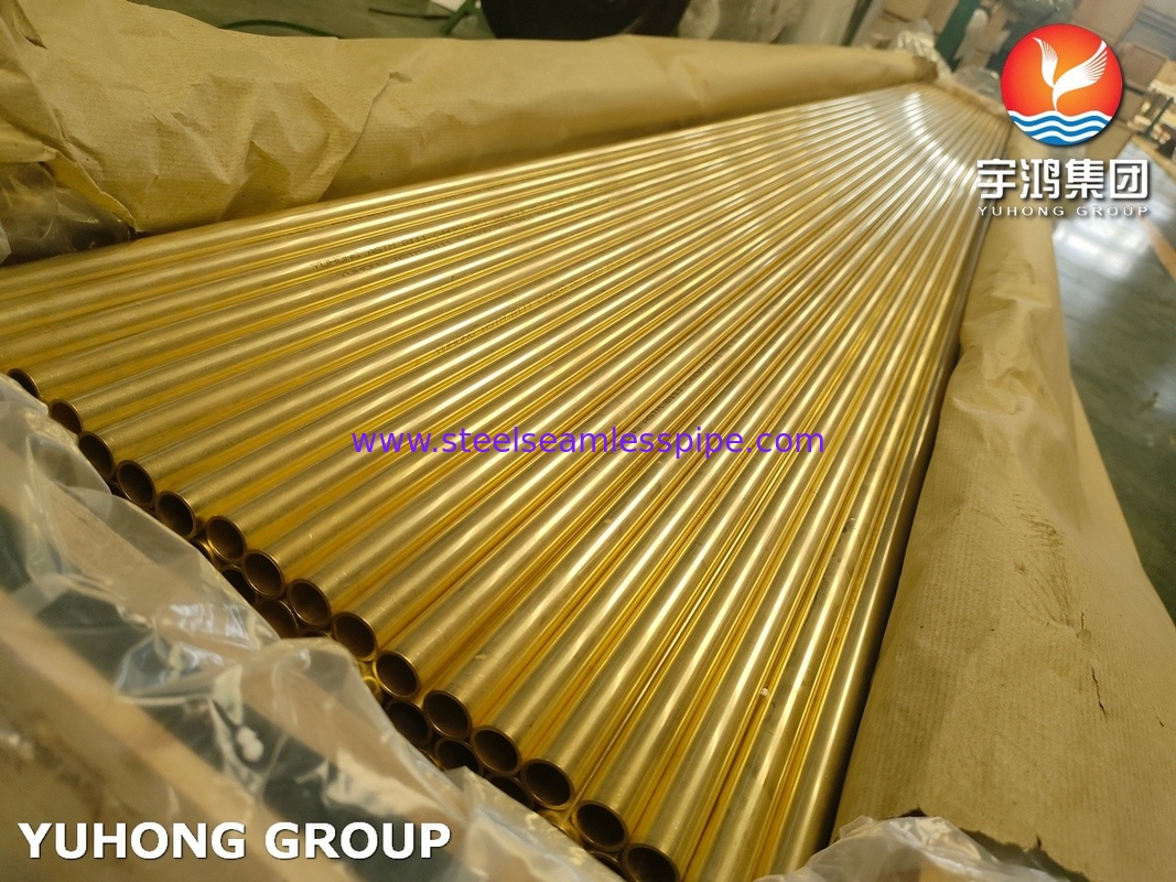 أنبوب نحاسي أميرالي أنبوب ماء برونز أنبوب سبائك نحاسي Tu B111 C44300 19.05 مللي متر * 2.11 مللي متر * 7315 مللي متر ، O61 ، ET / HT مبادل حراري