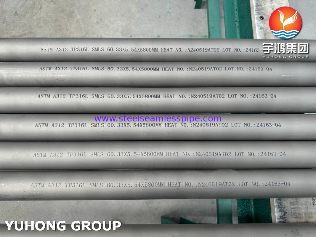 ASTM A312 TP316L أنابيب بلا خيوط من الفولاذ المقاوم للصدأ للخدمة التآكلية العامة