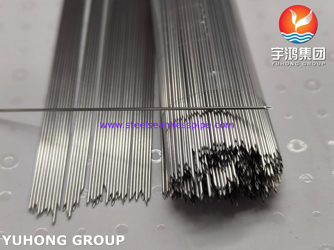 أنبوب إبرة وريدية من الفولاذ المقاوم للصدأ بدرجة طبية SUS304، طرف مقطوع من الخلف