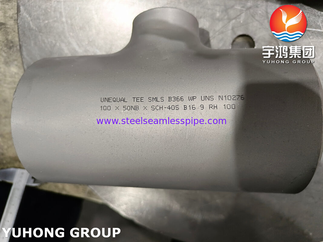 ASTM B366 C276 BW متساوية وغير متساوية TEE مقاومة عالية للتآكل Hastelloy C276 Butt weld Tube Fitting
