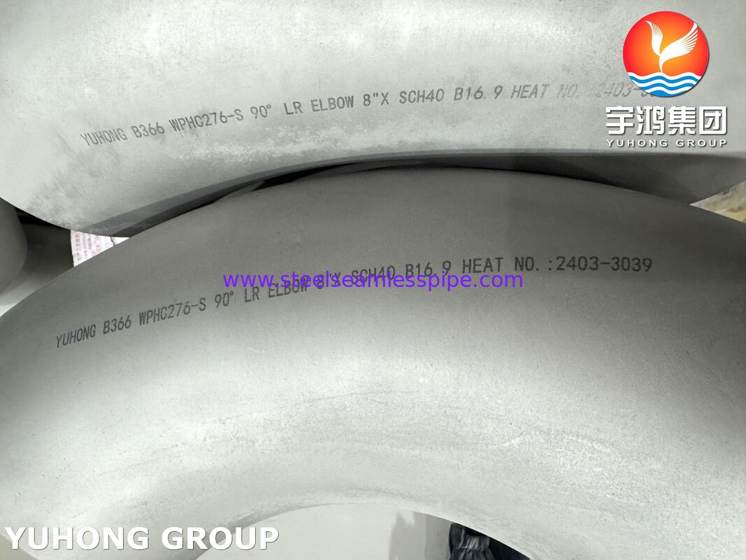 ASTM B366 Hastelloy WPHC276 / N10276 90 LR Elbow, B16.9 وصلة أنابيب للمفاعلات الكيميائية