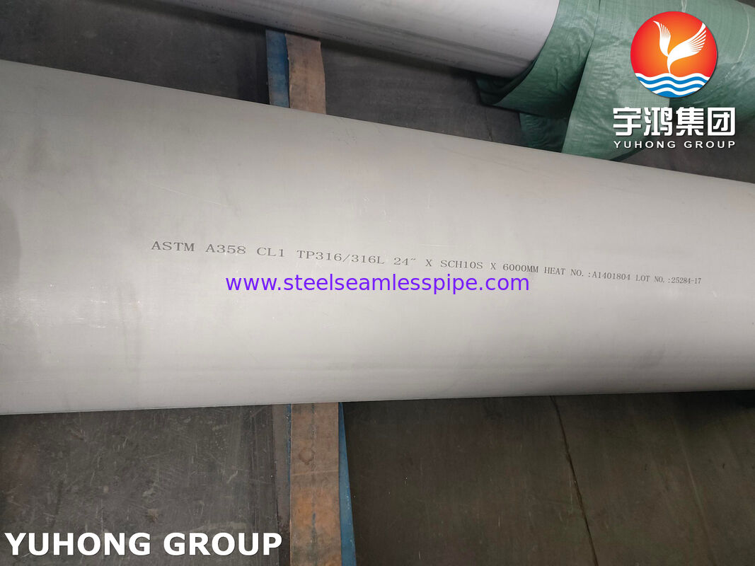 أنبوب ملحوم من الفولاذ المقاوم للصدأ ASTM A358 CL1 TP316 / TP316L لصناعة البتروكيماويات 100% RT
