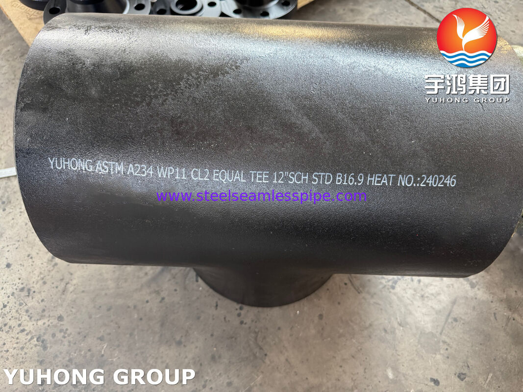 ASTM A234 WP11 CL2 سبيكة الفولاذ متساوية Tee CrMo سبيكة الفولاذ Buttweld أنابيب التركيب B16.9