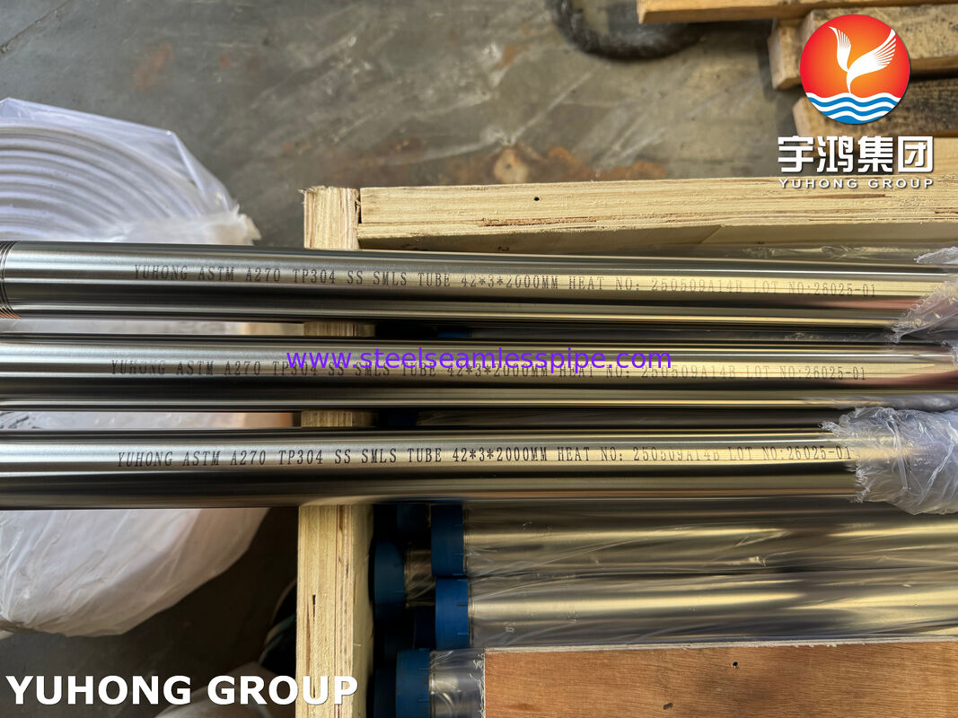 ASTM A270 3A TP304 أنبوب صحي غير سلس من الفولاذ المقاوم للصدأ للطبيعة الغذائية للتقطير