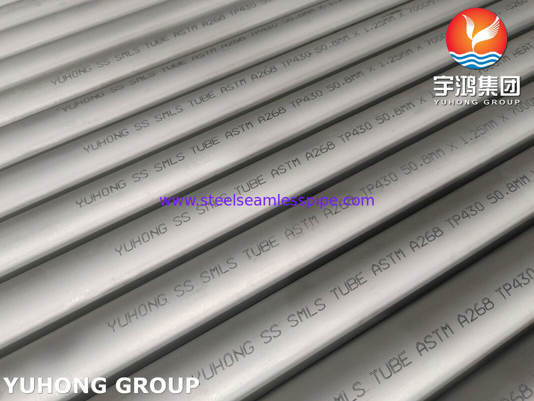 ASTM A268 TP430 ، UNS S43000 الأنبوب الخالي من اللحام من الفولاذ المقاوم للصدأ لأنبوب المبادل الحراري
