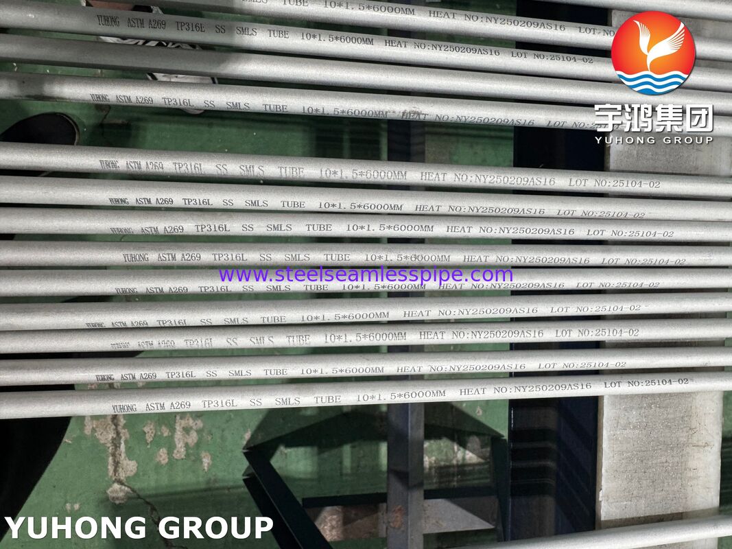 ASTM A269 TP316L أنابيب الفولاذ المقاوم للصدأ غير الملحومة للمبادل الحراري والمخلل والمُلدن
