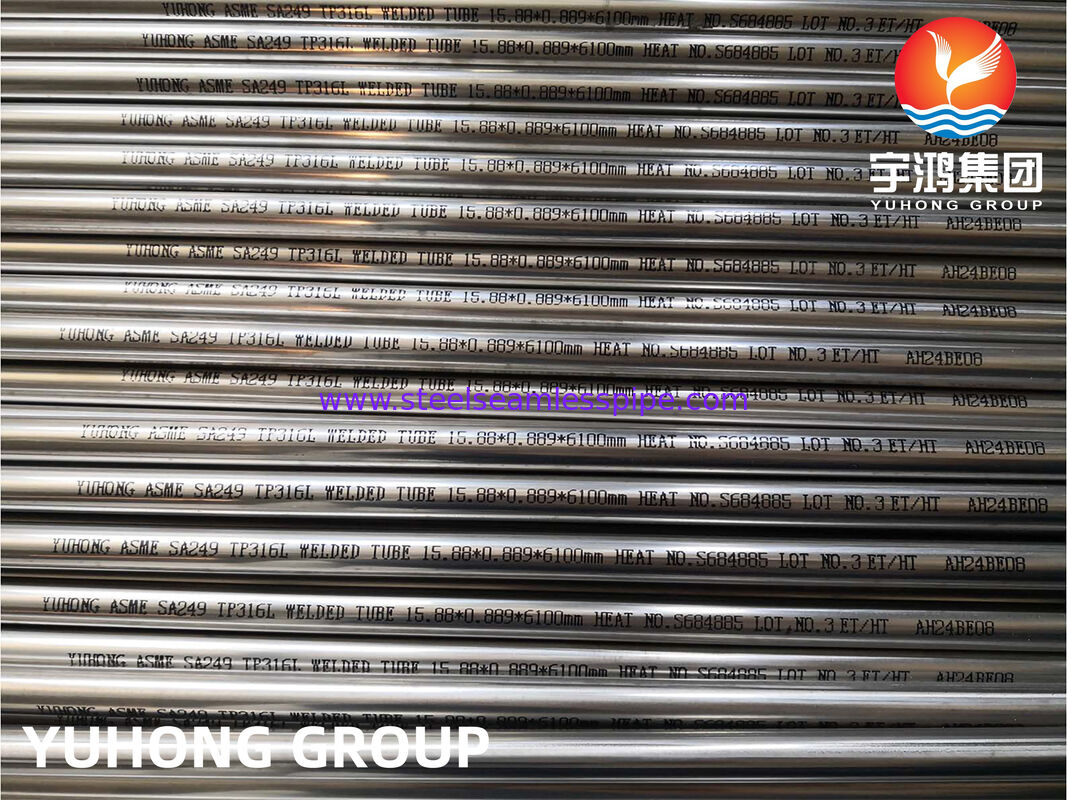 أنبوب مقايض الحرارة من الفولاذ المقاوم للصدأ أنبوب محمود من الفولاذ المقاوم للصدأ ASTM A249 TP304 TP304L مع الأداء العالي ، المخلل ، المحلاة ، النهاية السهلة