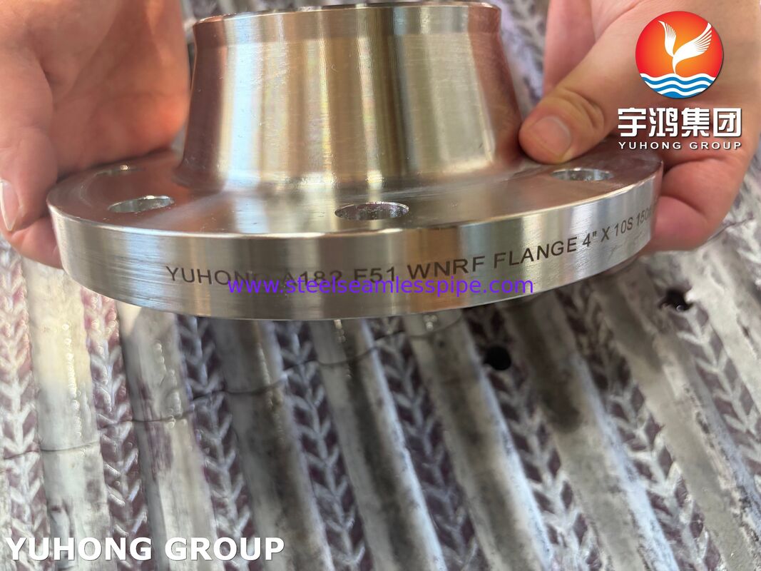فلنج ASTM A182 F51 UNS S31803 من الفولاذ المزدوج، فلنج عنق ملحوم، فلنج مطروق WNRF