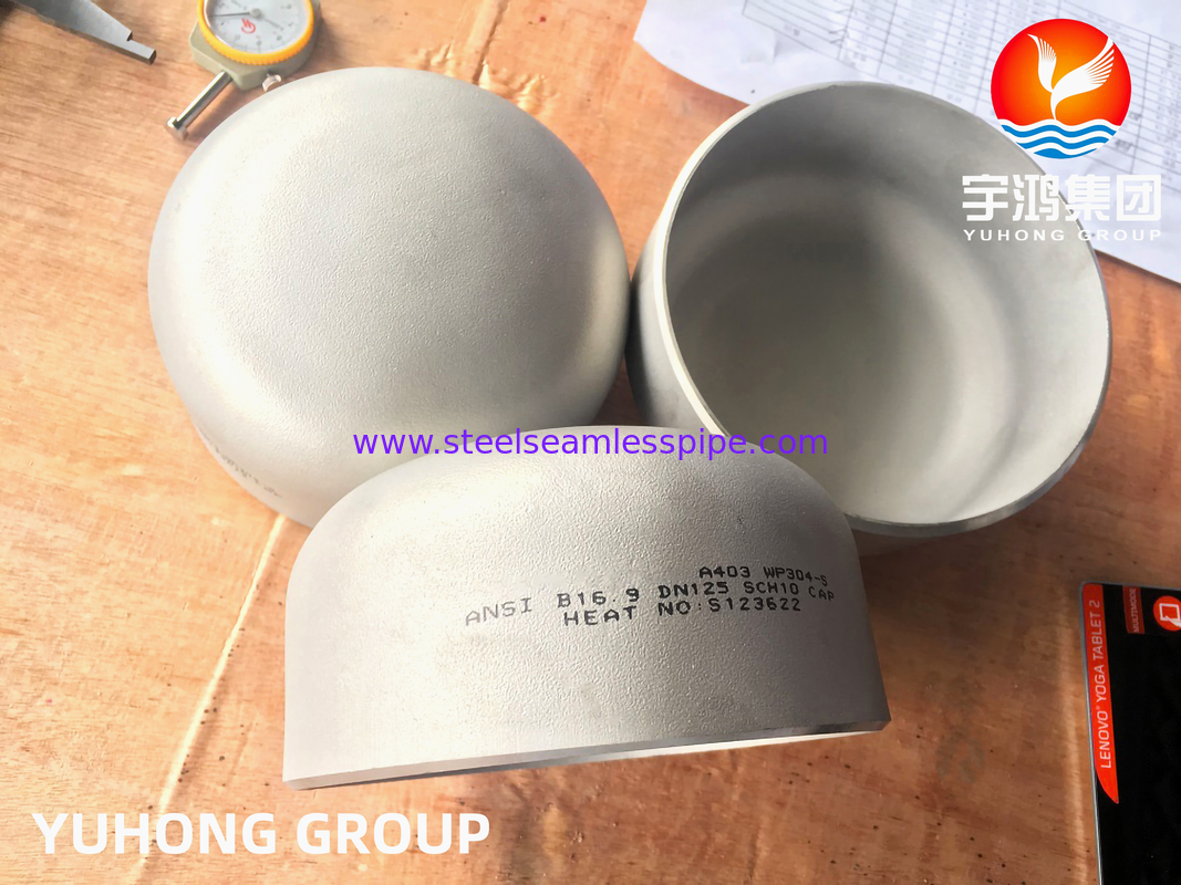 A403 WP304 / WP304L غطاء الفولاذ المقاوم للصدأ ، إصلاحات لحام المؤخرة B16.9لإنتاج الأوعية الضغطية