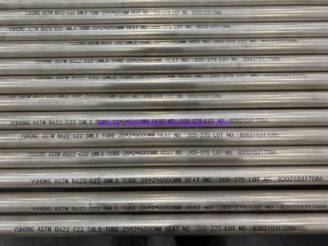 ASTM B622 C22 (UNS NO6022) أنبوب بلا مسام من الفولاذ الساخن، ET (ASTM E571) ، UT ((ASTM E213)