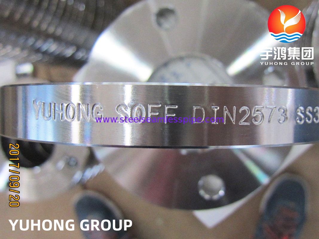 DIN2573 F316L الفولاذ المقاوم للصدأ الزحلق على اللحاء (الوجه المسطح) ، للاستخدام في بيئات ذات درجات حرارة عالية