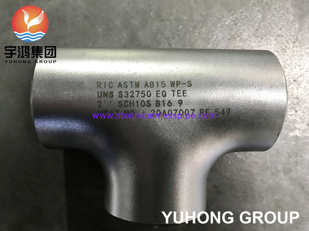 ASTM A815 S32750 Super Duplex الفولاذ المقاوم للصدأ متساوية Tee مع القدرة على خدمة الكلور