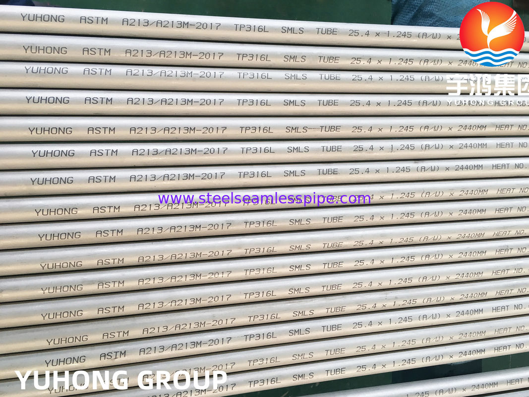 ASTM A213 TP316L S31603 SUS316L أنبوب مبادل الحرارة السلس من الفولاذ المقاوم للصدأ