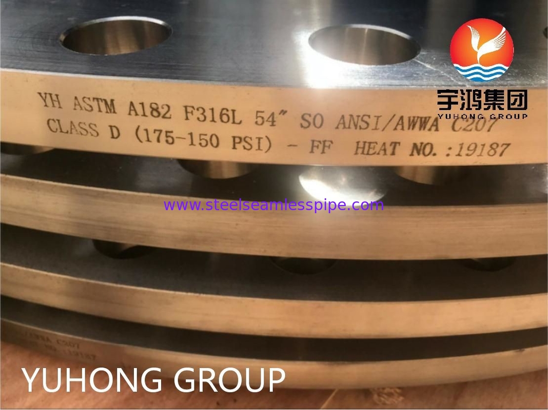 ASTM A182 F316L SS حواف مزورة بقطر 54 بوصة ANSI / AWWA C207 الفئة D