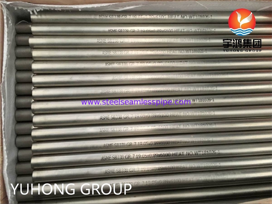 ASME SB338 GR.7 أنابيب الفولاذ غير الملحومة من سبيكة التيتانيوم للمكثفات ومبادلات الحرارة