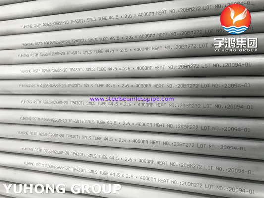 ASTM A268 TP430Ti / UNS S43036 / 1.4510 أنبوب غير ملحوم من الفولاذ المقاوم للصدأ