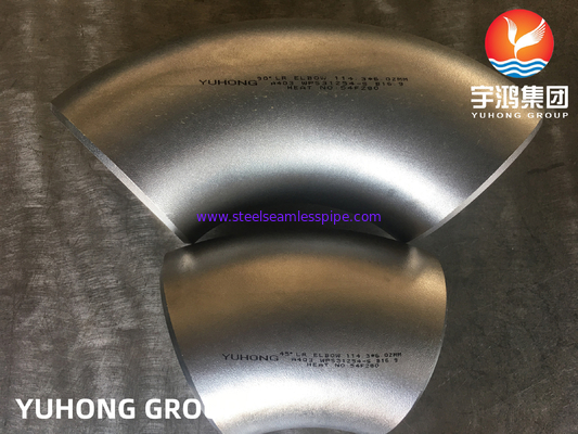 كوع ASTM A403 WPS31254 / 254SMO مزدوج الفولاذ المقاوم للصدأ 45 درجة كوع LR