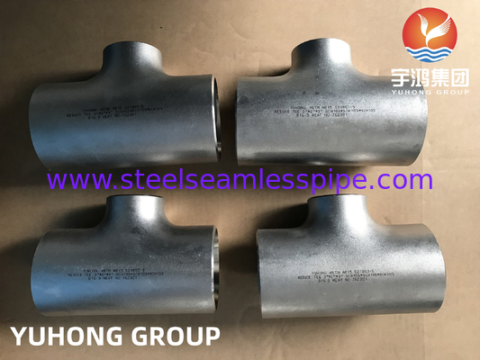 ASTM A815 S31803 ثنائي الفولاذ المقاوم للصدأ أنبوب تي بلا خيوط تثبيت B16.9