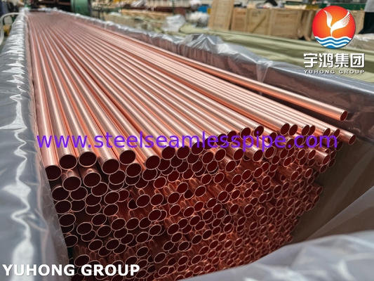 النحاس والسبائك النحاس أنبوب مكثف بلا مسام ASTM B111 C12200 99.9Cu H55 H80