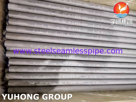 ASTM A789 UNS S31803 1.4462 أنبوب الفولاذ المقاوم للصدأ المزدوج غير الملحوم وغير الملحوم