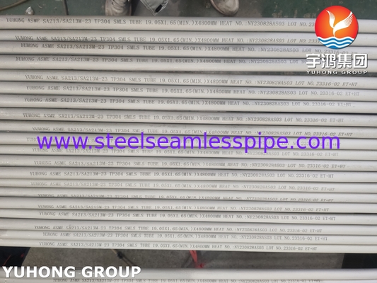 أنبوب سلس من الفولاذ المقاوم للصدأ ASTM A213 TP304 لمبادل الحرارة والمرجل