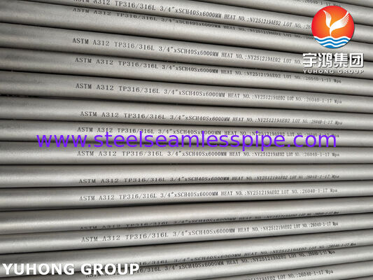 ASTM A312 TP316L / UNS S31603 / EN 1.4404 أنابيب بلا مسام من الفولاذ المقاوم للصدأ للصناعة