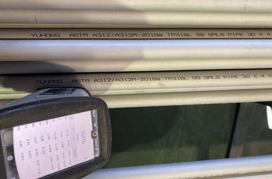 ASME SA312 TP316L أنبوب غير ملحوم من الفولاذ المقاوم للصدأ