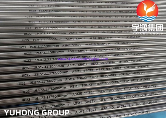 ASME SB622 UNS N06022، 2.4602، هاستيللوى C22 أنبوب سبيكة النيكل الخالي من اللحام ، سطح ساطع