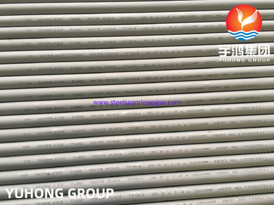 ASTM A269 TP304 أنبوب غير ملحوم من الفولاذ المقاوم للصدأ صلب ومخلل. BE / PE.
