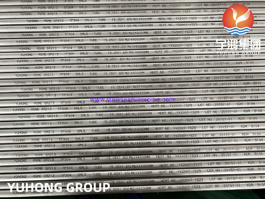 ASTM A213 A213M ASME SA213 TP304 SS أنابيب مبادل حراري غير ملحومة سمك الجدار الأدنى